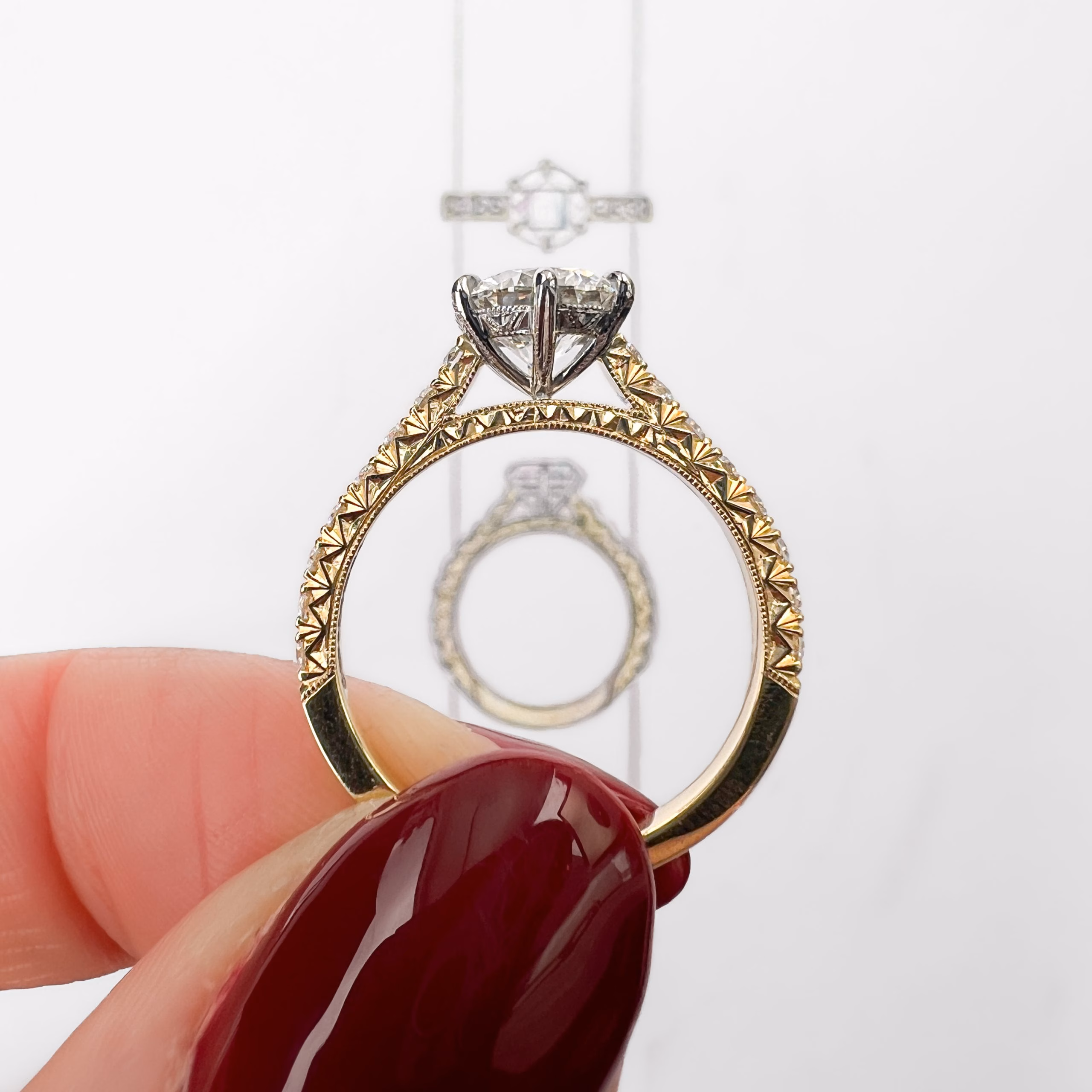 bespoke vintage engagement ring with sketch