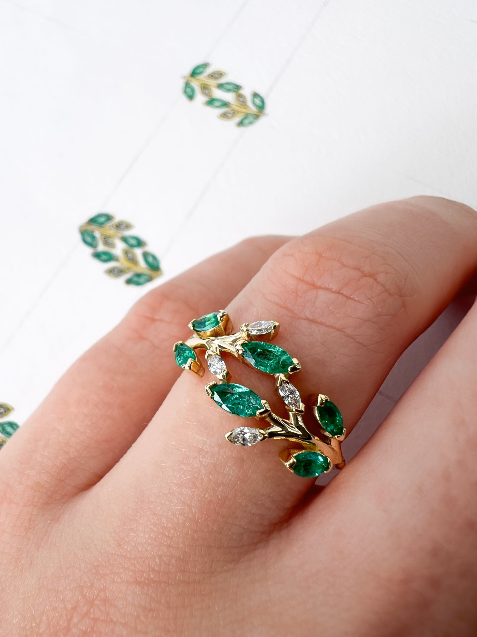 Bespoke ring with original designer's sketch