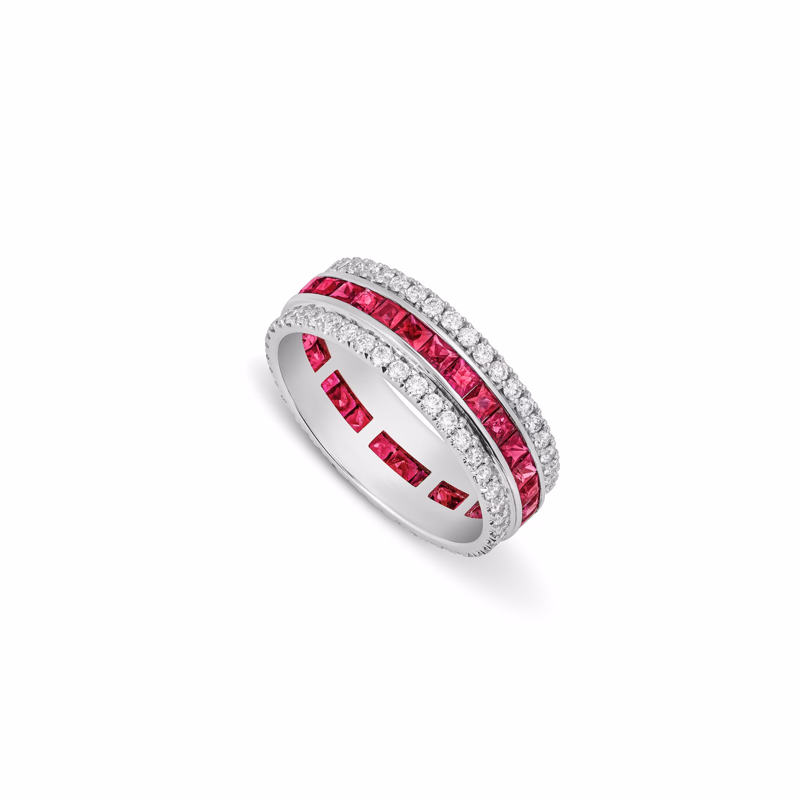 Diamond and ruby custom made wedding ring pro shot