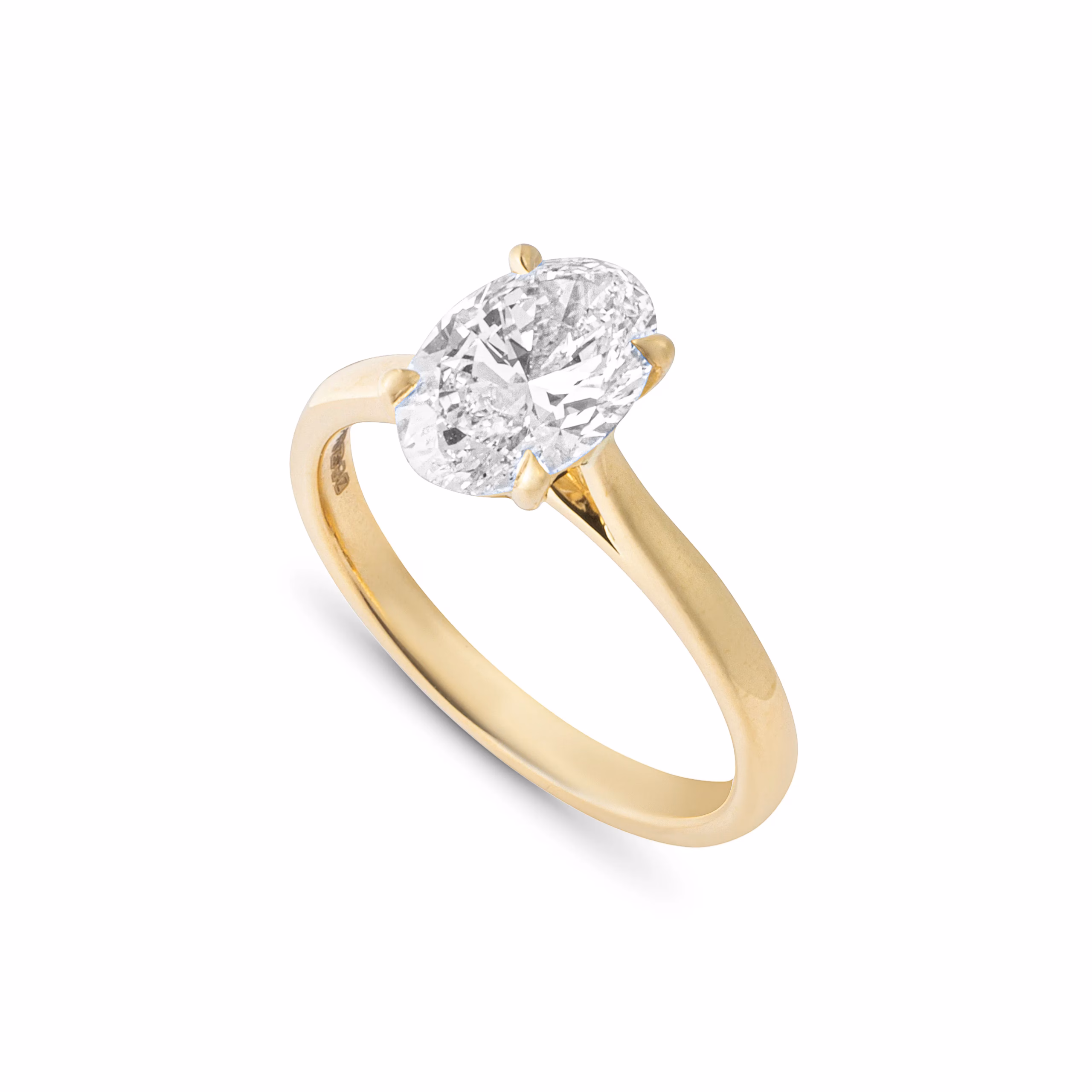 Oval Single Stone Diamond Engagement Ring with Talon Settings in 18ct Yellow Gold